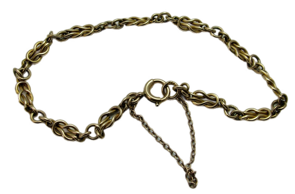 Vintage 1950's English Solid 9ct Gold Bracelet with Bolt Ring Fastener