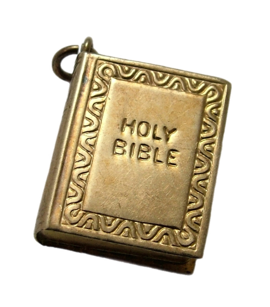 Vintage 1950's Hollow 9ct Gold Bible Charm HM 1959