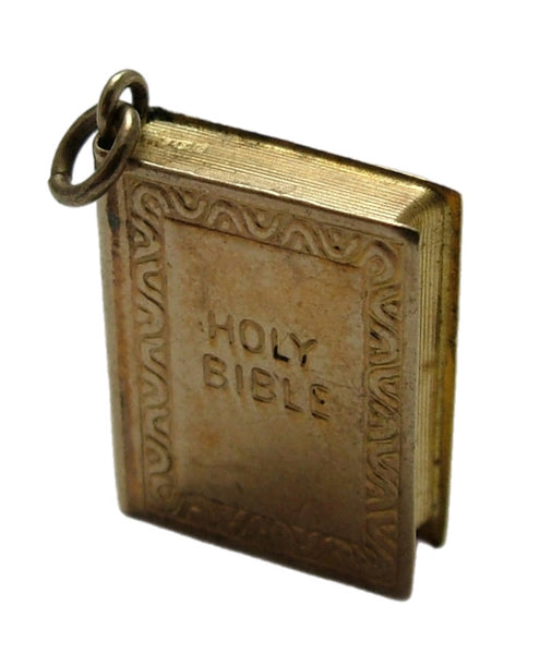 Vintage 1950's Hollow 9ct Gold Bible Charm HM 1959