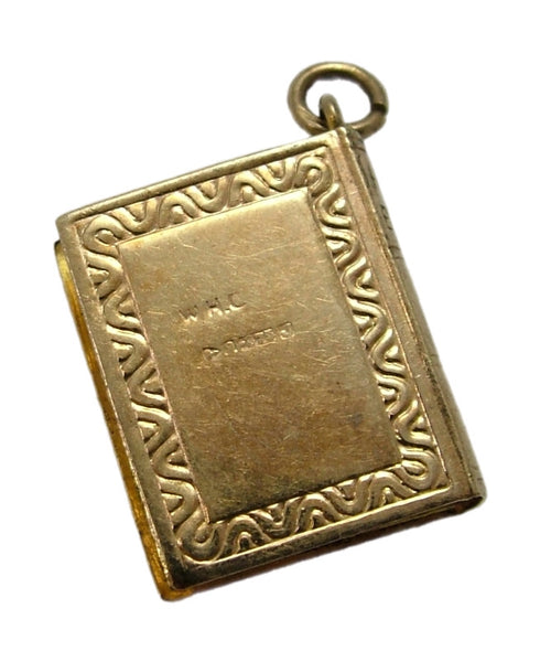 Vintage 1950's Hollow 9ct Gold Bible Charm HM 1959