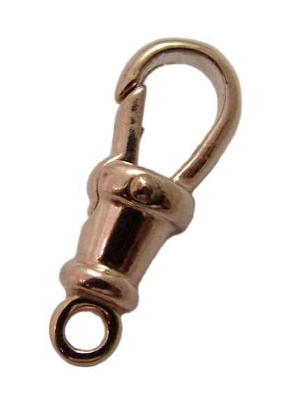 Vintage 1990's Solid 9ct Rose Gold Dog Clip Fastener - For Hanging Fobs & Charms