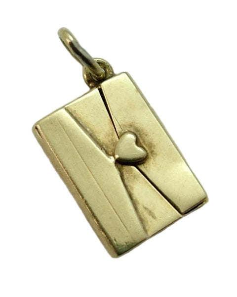 Small Vintage 1950’s 14ct 14k Gold Opening Love Letter Charm with Paper Letter Inside