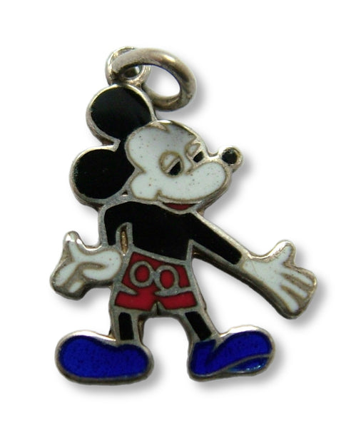 Vintage 1950's Silver & Enamel Mickey Mouse Charm Enamel Charm - Sandy's Vintage Charms