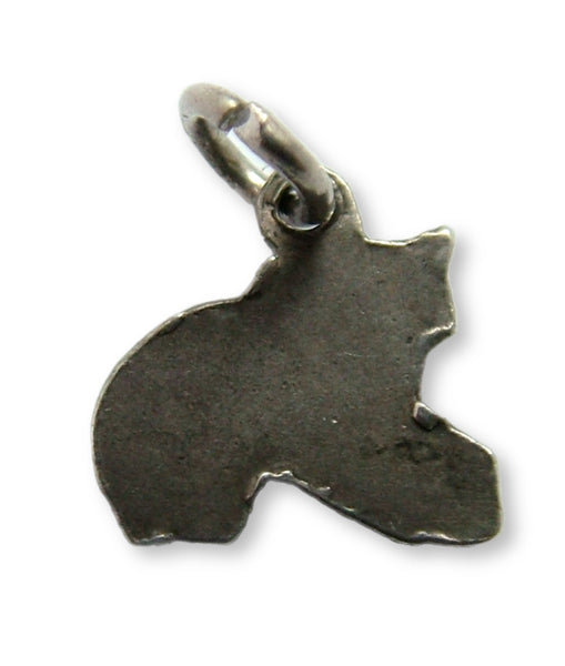 Small Vintage 1950's Silver & Enamel Cat with Ball Charm Enamel Charm - Sandy's Vintage Charms
