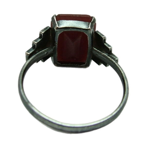 Vintage 1930’s Silver & Brown Glass Intaglio TLM Zodiac Virgo Ring Other Jewellery - Sandy's Vintage Charms