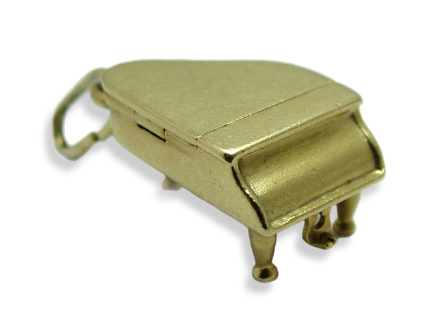 Vintage 1940's 14k 14ct Gold Opening Grand Piano Charm Red Enamel Heart Inside Gold Charm - Sandy's Vintage Charms