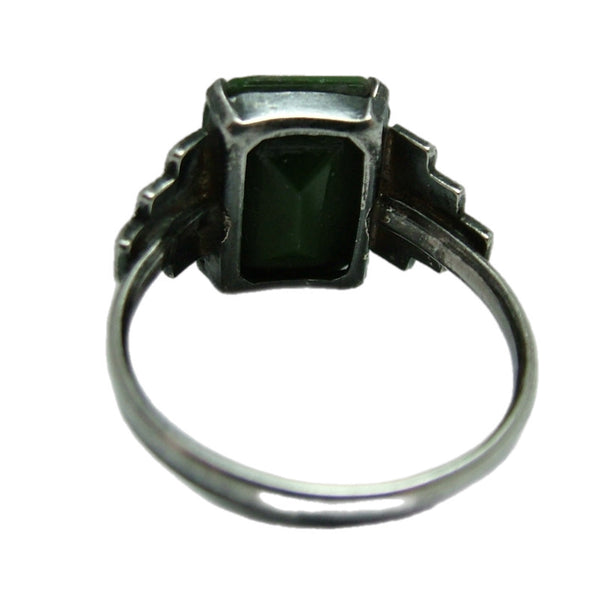 Vintage 1930’s Silver & Green Faux Bloodstone Intaglio TLM Zodiac Aries Ring Other Jewellery - Sandy's Vintage Charms