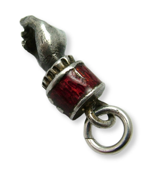 Antique c1905 Austro/Hungarian Silver & Red Enamel Hand Charm ON LAYAWAY Victorian Charm - Sandy's Vintage Charms