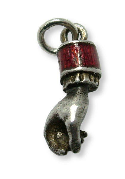 Antique c1905 Austro/Hungarian Silver & Red Enamel Hand Charm ON LAYAWAY Victorian Charm - Sandy's Vintage Charms