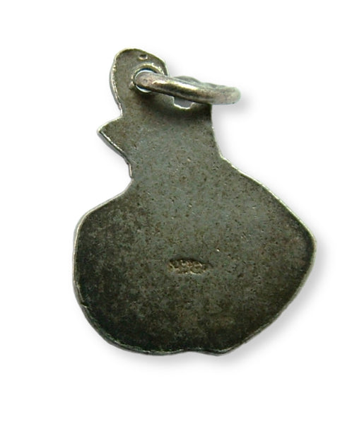 Small Vintage 1950's Solid Silver Flat Backed Bear Charm with Blue & White Enamel Ball Enamel Charm - Sandy's Vintage Charms