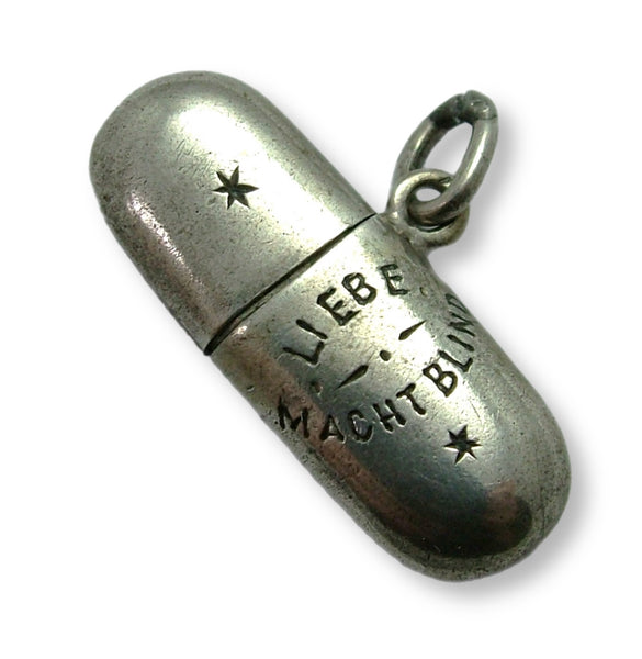 Antique Victorian c1900 Silver “Love is Blind” Glasses Case Charm Removable Glasses Inside Antique Charm - Sandy's Vintage Charms