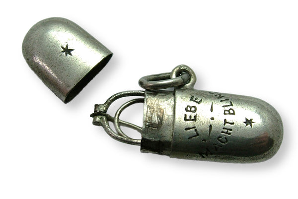 Antique Victorian c1900 Silver “Love is Blind” Glasses Case Charm Removable Glasses Inside Antique Charm - Sandy's Vintage Charms