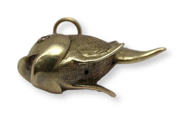 Large Vintage 1960's 9ct Gold Fish Charm with Ruby Eyes HM 1963 Gold Charm - Sandy's Vintage Charms