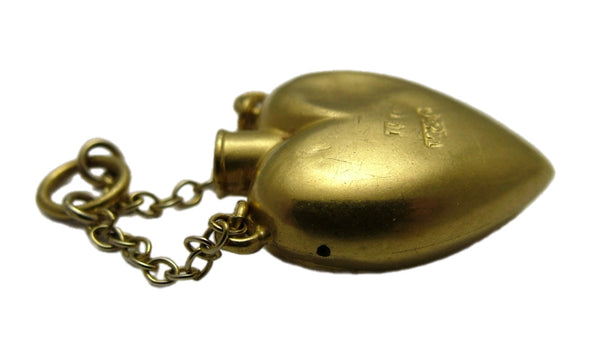 Large Antique Victorian c1895 15ct Gold & Ruby Heart Perfume Bottle Charm