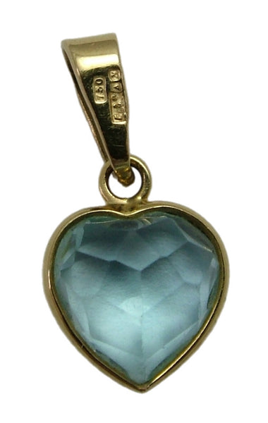 Small Vintage 1980's 18ct 18k Gold & Blue Crystal Heart Charm HM 1987