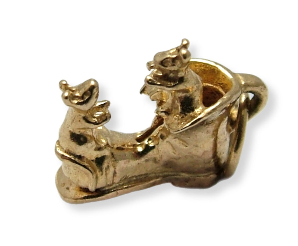 Small Vintage 1980's 9ct Gold Mice in a Boot Charm Gold Charm - Sandy's Vintage Charms