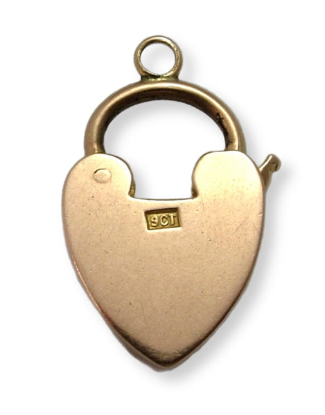 Antique Edwardian c1910 9ct Rose Gold Heart Shaped Padlock Charm or Pendant Gold Charm - Sandy's Vintage Charms