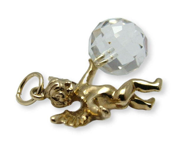 Modern Secondhand Solid 9ct Gold Cherub Charm with Crystal Ball HM 2006 Gold Charm - Sandy's Vintage Charms
