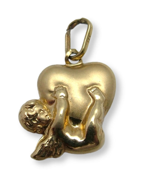 Vintage 1990’s Hollow 9ct Gold Cherub Heart Charm Gold Charm - Sandy's Vintage Charms