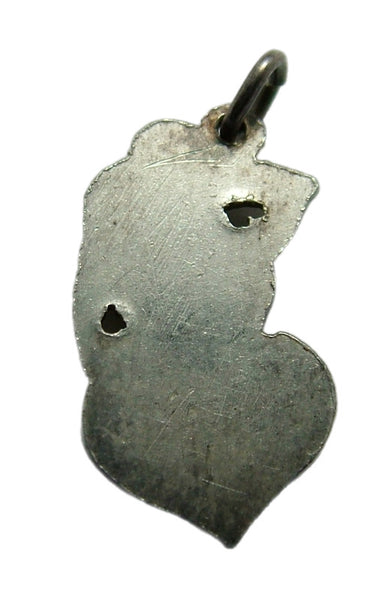 Vintage 1950's Silver & Red Enamel “LIEBE” Heart Charm with Gorilla