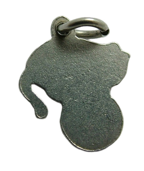 Small Vintage 1950's Silver & Enamel Cat with Ball Charm