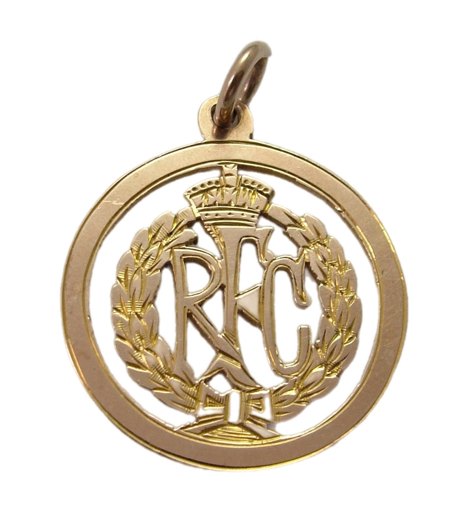 Antique WWI Solid 9ct Rose Gold Royal Flying Corp Medal Fob Charm Antique Charm - Sandy's Vintage Charms