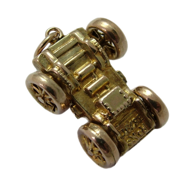 Antique c1902 Hollow 9ct Gold Car Charm with Rotating Wheels
