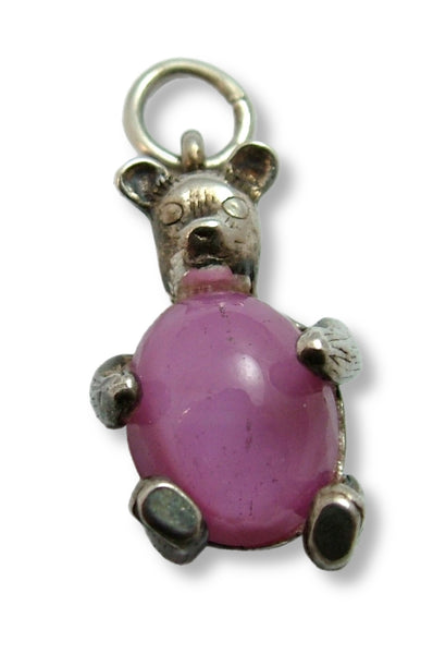 Vintage 1960's Silver & Pink Crystal Nuvo Teddy Bear Charm Silver Charm - Sandy's Vintage Charms
