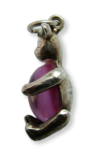 Vintage 1960's Silver & Pink Crystal Nuvo Teddy Bear Charm Silver Charm - Sandy's Vintage Charms