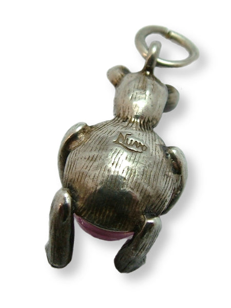 Vintage 1960's Silver & Pink Crystal Nuvo Teddy Bear Charm Silver Charm - Sandy's Vintage Charms