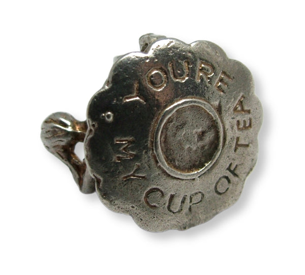 Vintage 1970's Silver Charm Naked Lady in a Cup & Saucer “You're My Cup of Tea” Silver Charm - Sandy's Vintage Charms