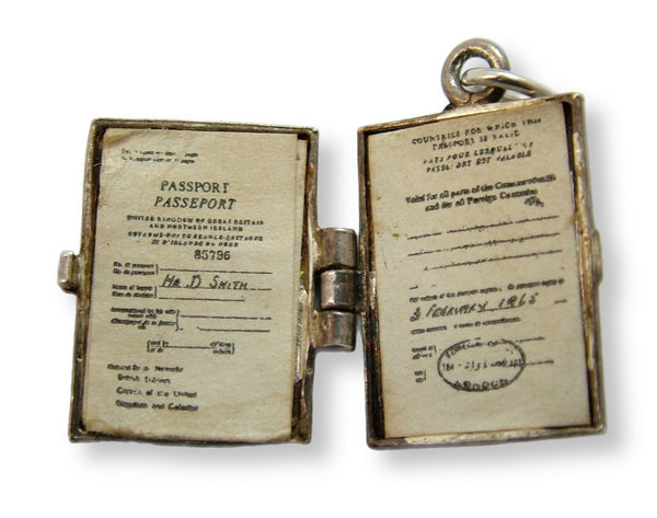 Vintage 1960's Silver Opening Nuvo Passport Charm Papers Inside Silver Charm - Sandy's Vintage Charms