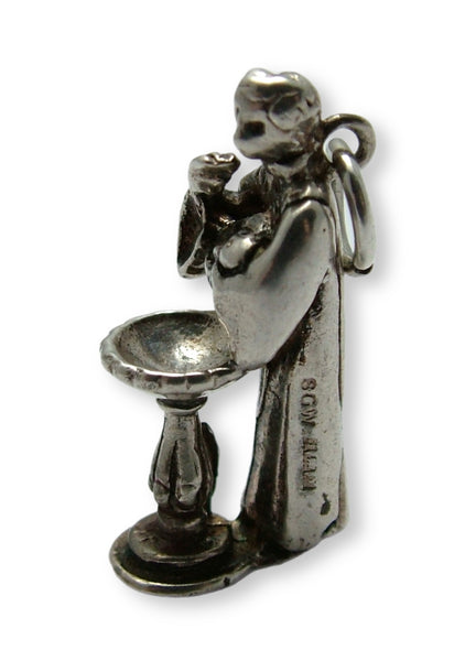 Large 1970's Solid Silver Vicar Christening a Baby Charm HM 1972 Silver Charm - Sandy's Vintage Charms