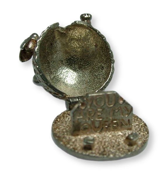 Vintage 1970's Silver Opening Beehive Charm “You Are My Queen” Inside Silver Charm - Sandy's Vintage Charms