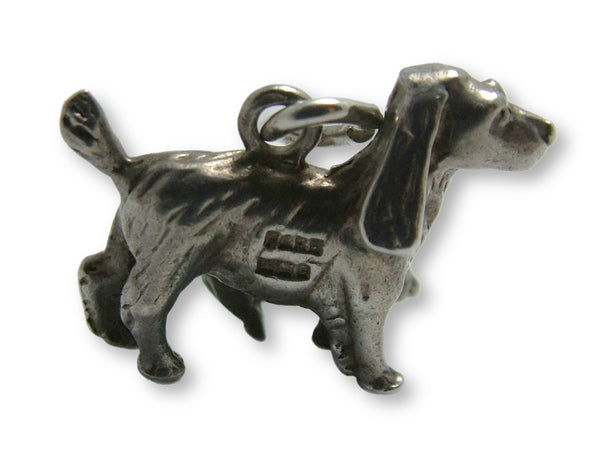 Vintage 1970's Solid Silver Spaniel Dog & Puppy Charm HM 1977 Silver Charm - Sandy's Vintage Charms