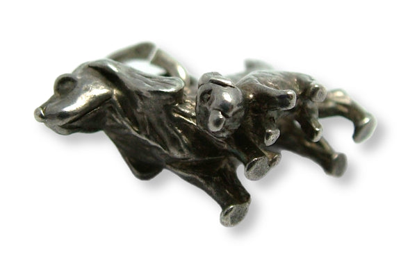 Vintage 1970's Solid Silver Spaniel Dog & Puppy Charm HM 1977 Silver Charm - Sandy's Vintage Charms