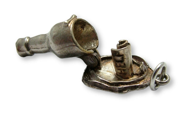 Vintage 1970's Silver Floating Gin Bottle Charm Opens to “Help” Message Inside Silver Charm - Sandy's Vintage Charms
