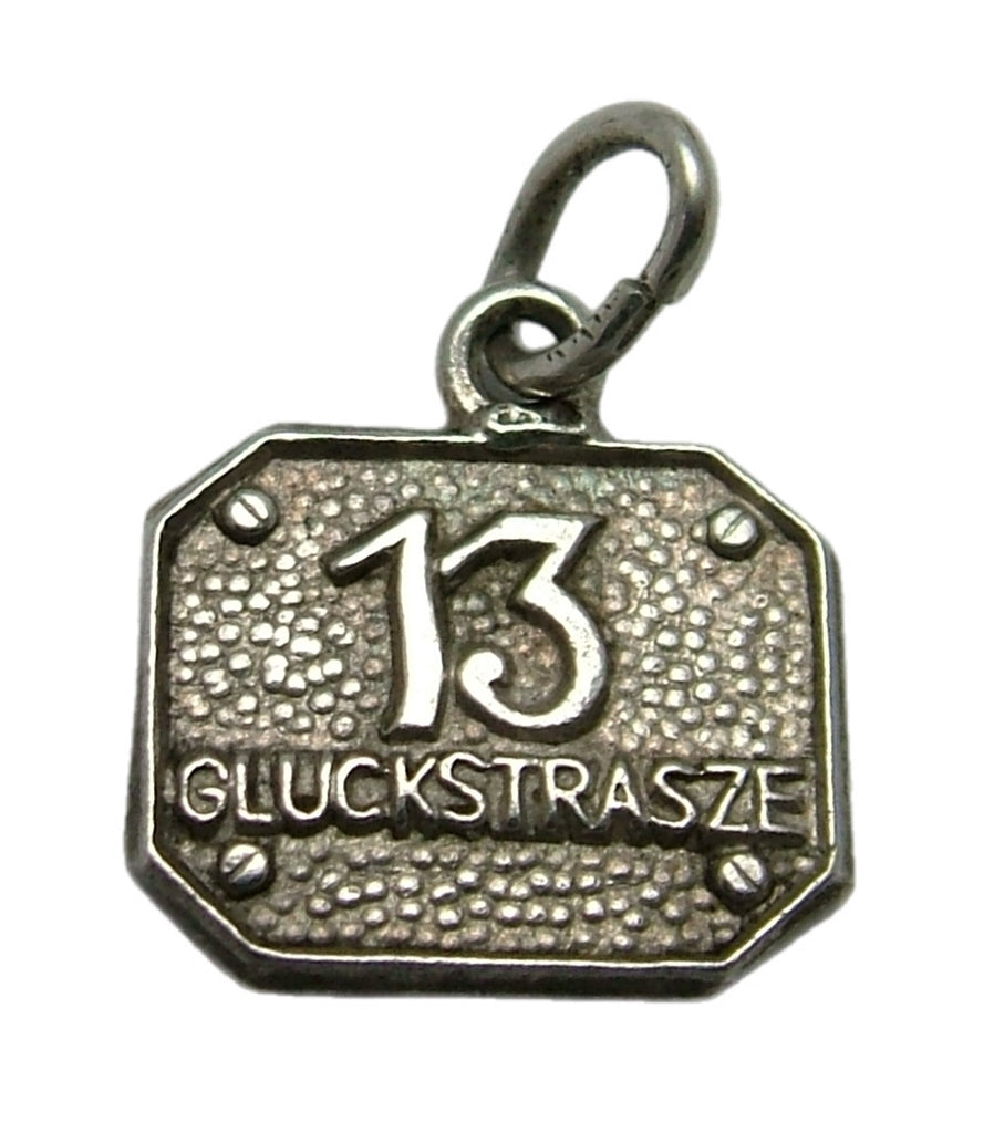 Small Vintage 1950's Silver Lucky Number 13 Street Sign Charm
