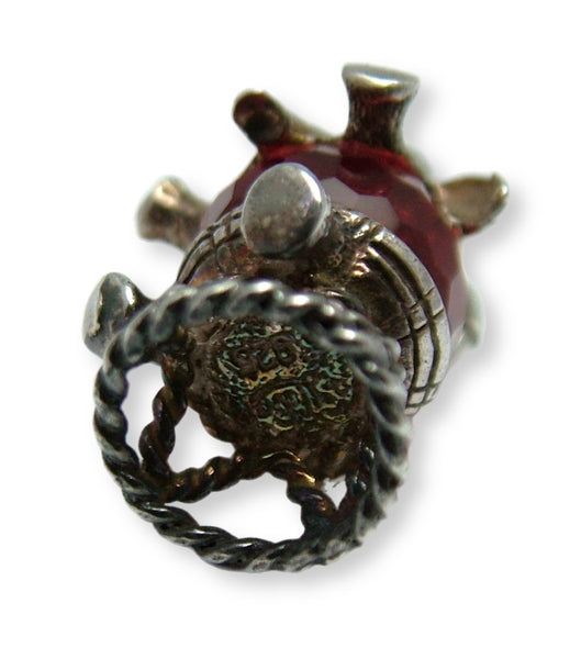 Large Vintage 1970's Silver & Orange Crystal Circus Elephant Charm Silver Charm - Sandy's Vintage Charms