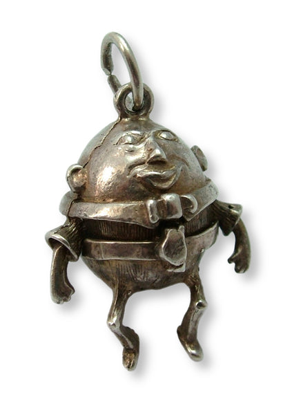 Large Vintage 1960's Silver Opening Humpty Dumpty Charm with Soldier Inside Silver Charm - Sandy's Vintage Charms