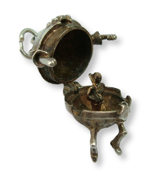 Large Vintage 1960's Silver Opening Humpty Dumpty Charm with Soldier Inside Silver Charm - Sandy's Vintage Charms