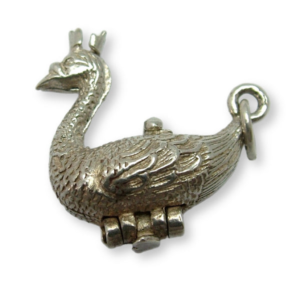Vintage 1960's Silver Opening Swan Charm Ballet Shoe Inside Silver Charm - Sandy's Vintage Charms