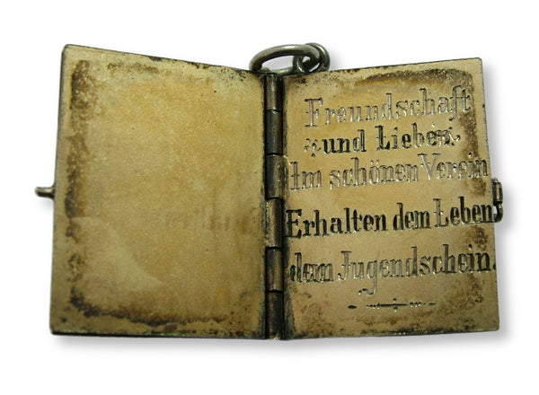 Antique Edwardian German Miniature Silver “Friendship” Book Charm Dated 1904 Antique Charm - Sandy's Vintage Charms