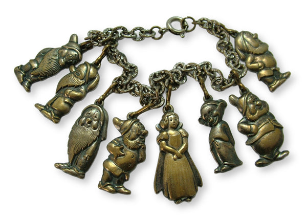 Vintage 1940's/50’s Metal Snow White & The Seven Dwarfs Charm Bracelet 1920s-1950s Charm - Sandy's Vintage Charms