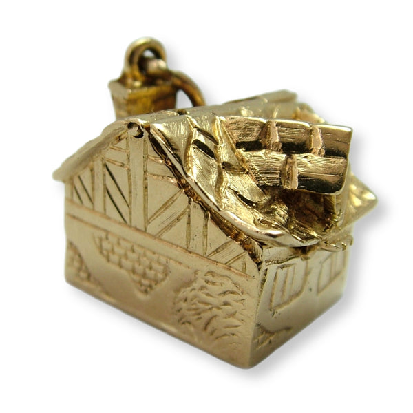 Large Heavy Vintage 1960's 9ct Gold Opening Haunted House Charm Moving Skeleton Inside HM 1966 Gold Charm - Sandy's Vintage Charms