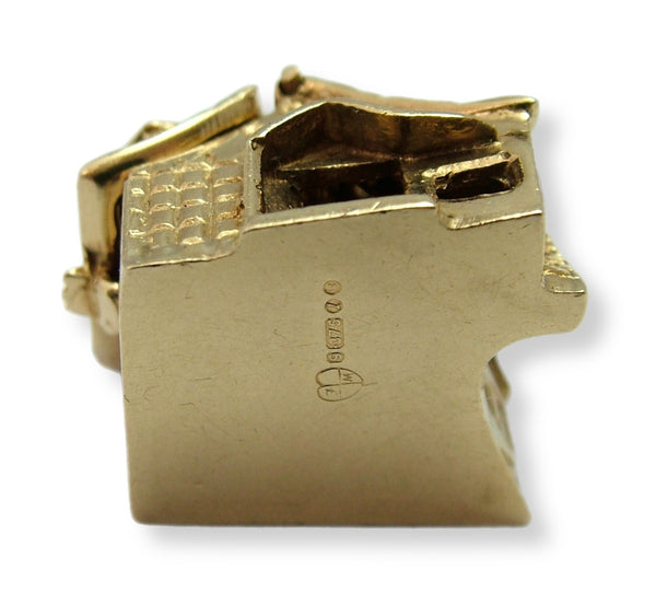 Large Heavy Vintage 1960's 9ct Gold Opening Haunted House Charm Moving Skeleton Inside HM 1966 Gold Charm - Sandy's Vintage Charms