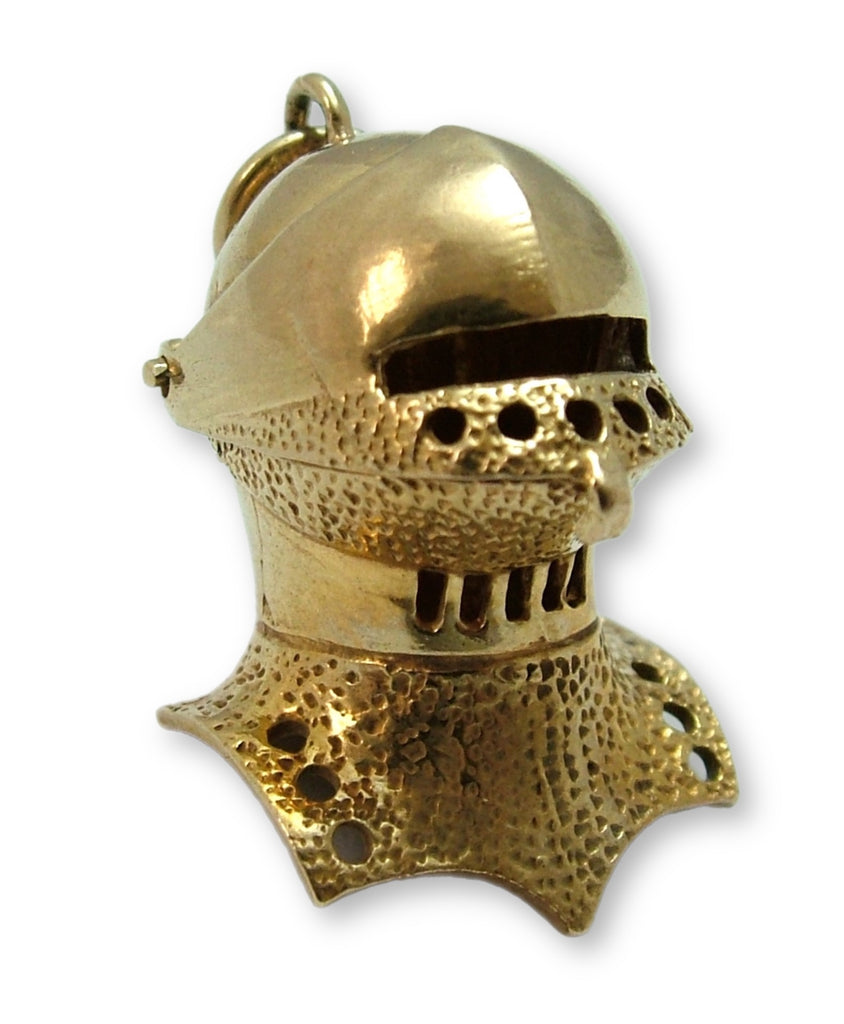 Large Vintage 1970's 9ct Gold Knight’s Helmet Charm with Opening Visor HM 1970 Gold Charm - Sandy's Vintage Charms