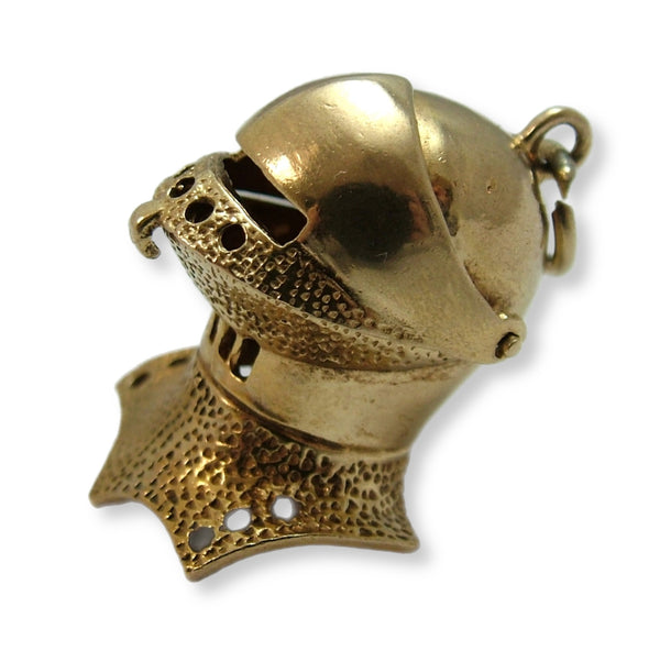 Large Vintage 1970's 9ct Gold Knight’s Helmet Charm with Opening Visor HM 1970 Gold Charm - Sandy's Vintage Charms