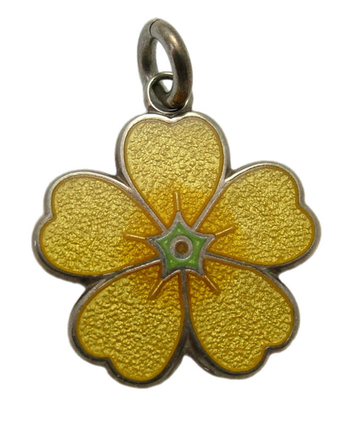 Large Vintage 1980's Silver & Enamel Yellow Flower Charm by Stewart John Wilson Enamel Charm - Sandy's Vintage Charms
