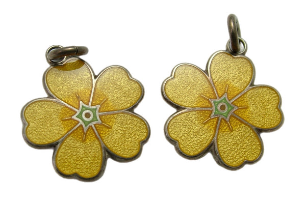 Large Vintage 1980's Silver & Enamel Yellow Flower Charm by Stewart John Wilson Enamel Charm - Sandy's Vintage Charms
